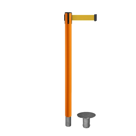 Stanchion Belt Barrier Removable Base Orange Post 7.5ftYellow Belt